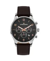 Jacques Lemans Men's London Watch with Leather Strap, Solid Stainless Steel, Chronograph, 1-2126