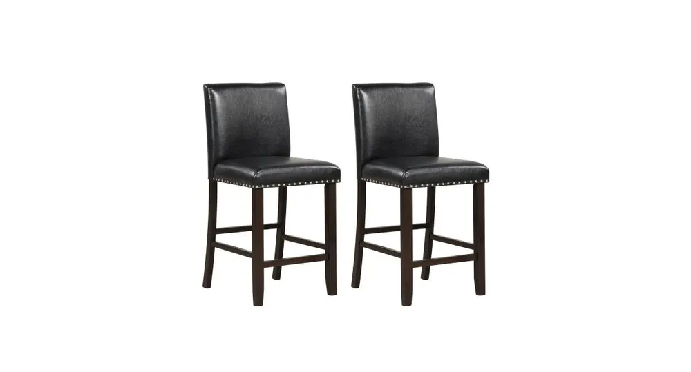 Set of 2 Bar Stools with Back for Kitchen Island
