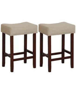 Set of 2 25 Inch Bar Stool with Curved Seat Cushions