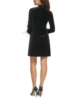 Eliza J Women's Velvet Feather-Sleeve Mini Dress