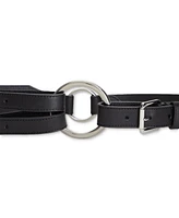 Lauren Ralph Women's Tri-Strap O-Ring Leather Belt