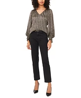 Vince Camuto Women's V-Neck Long-Sleeve Smocked-Cuff Blouse