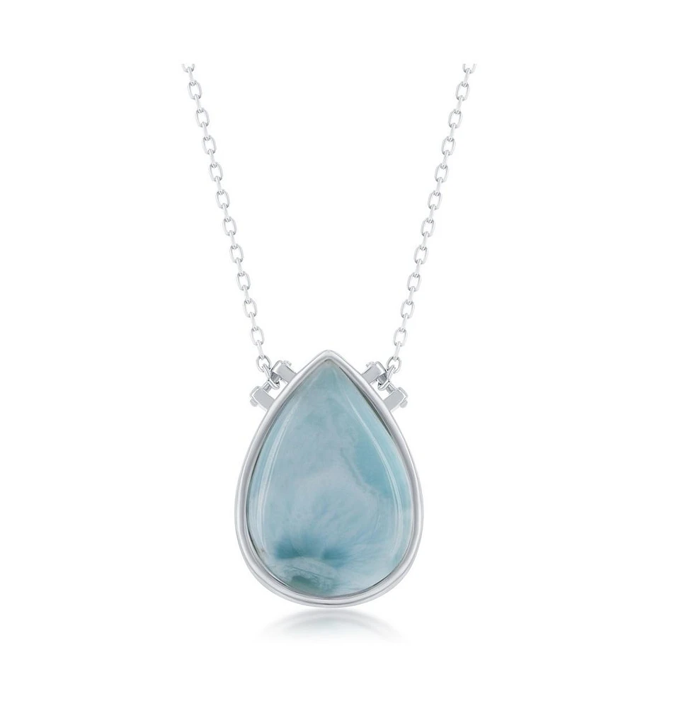 Sterling Silver Pear-Shaped Larimar Necklace