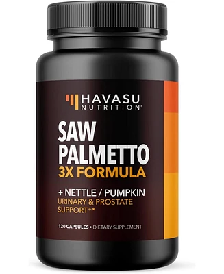 Saw Palmetto Prostate Supplement for Men | Nettle Seed & Pumpkin Seed Oil Capsules for Potent 3X Formula | Ultimate Prostate & Bladder Support for Old