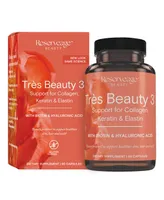 Reserveage Reserveage, Tres Beauty 3, Beauty Supplement for Hair, Skin and Nails with Collagen, Keratin and Biotin, Gluten Free, 90 Capsules (30 Servi