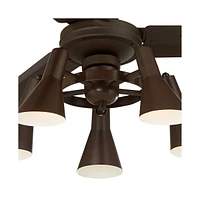 60" Turbina Industrial Retro 3 Blade Indoor Ceiling Fan with Light Led Remote Oil Rubbed Bronze Adjustable Head for House Bedroom Living Room Home Kit