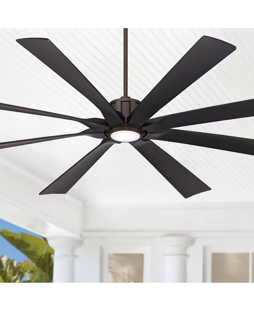 80" Defender Rustic Farmhouse Indoor Outdoor Ceiling Fan with Dimmable Led Light Remote Control Oil Rubbed Bronze Black Damp Rated for Patio Exterior