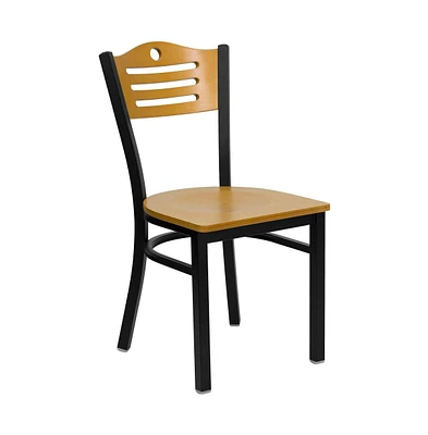 Emma+Oliver Slat Back Metal Restaurant Dining Chair