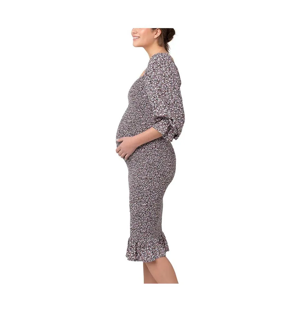 Ripe Maternity Willow Shirred Nursing Dress Black