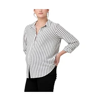 Ripe Maternity Women's Lou Button Up Stripe Shirt Black/White