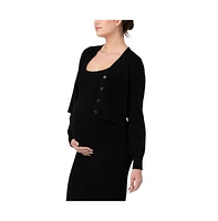 Ripe Maternity Tiffany Nursing Crop Knit Cardigan Black