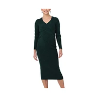 Ripe Maternity Heidi Cross Front Nursing Knit Dress Forest