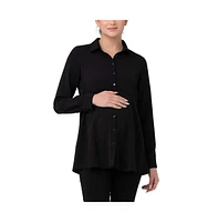 Ripe Maternity Maternity Ripe Tina Button Up Peplum Women Shirt Black