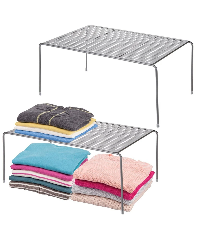 mDesign Large Metal Raised Closet Storage Shelf Organizer