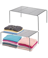 mDesign Large Metal Raised Closet Storage Shelf Organizer