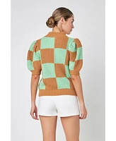 English Factory Women's Check Pattern Sweater