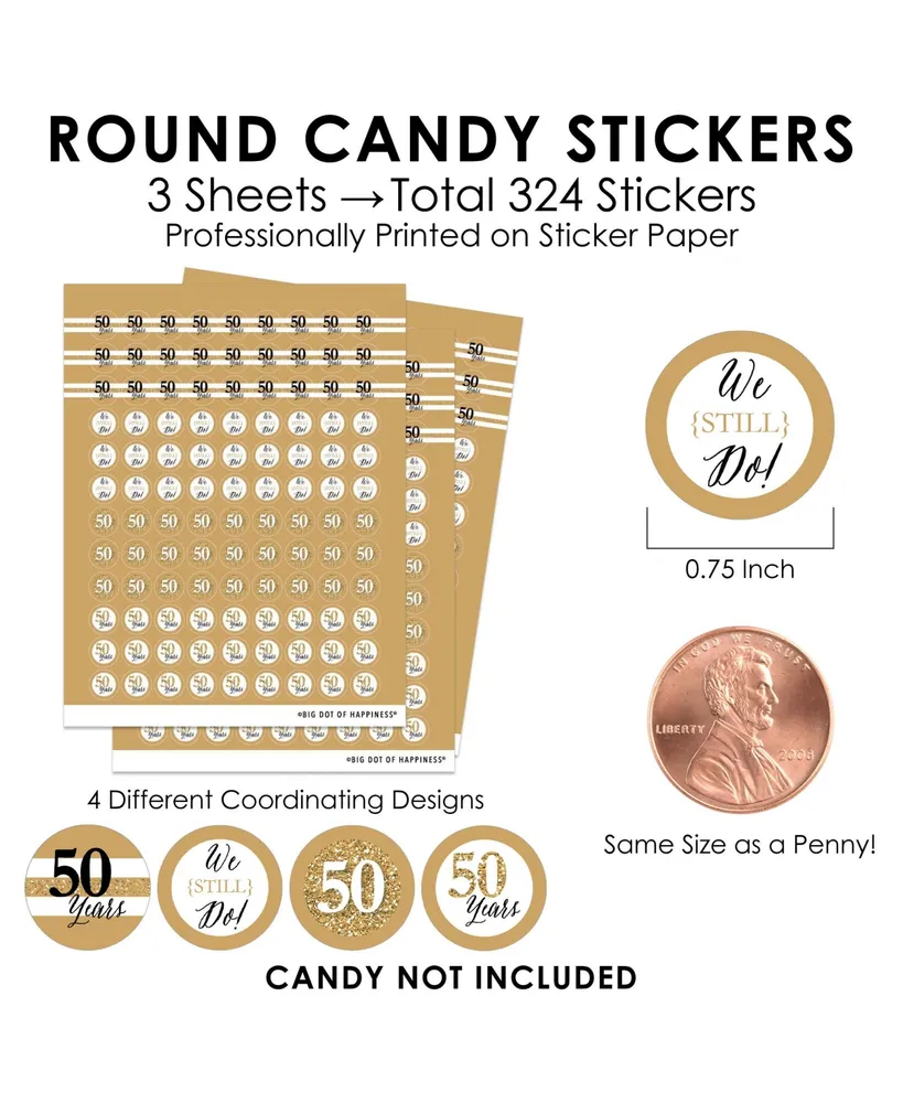We Still Do 50th Wedding Anniversary Party Small Round Candy Stickers 324 Ct