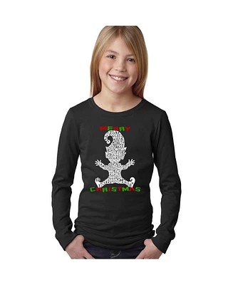 La Pop Art Girls Christmas Elf Word Long Sleeve T-Shirt