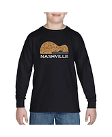 Child Nashville Guitar - Boy's Word Art Long Sleeve T-Shirt