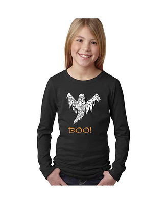 La Pop Art Girls Halloween Ghost Word Long Sleeve T-Shirt
