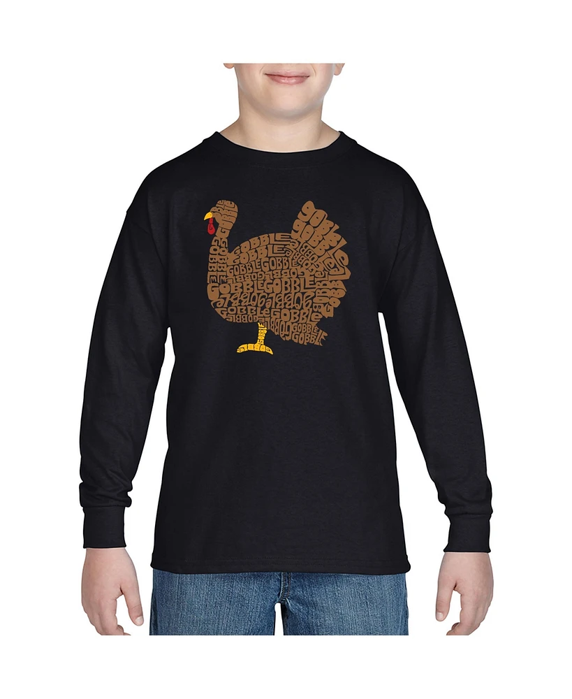 La Pop Art Boys Thanksgiving Word Long Sleeve T-Shirt