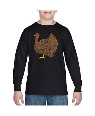 La Pop Art Boys Thanksgiving Word Long Sleeve T-Shirt