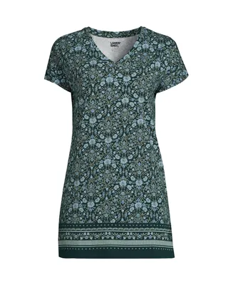 Lands' End Petite Short Sleeve Jersey Extra Long Vneck Tunic