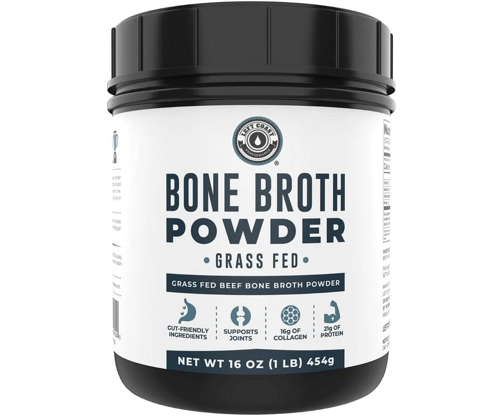 Left Coast Performance Bone Broth Protein, Grass Fed Protein Powder, Keto Protein Powder for Joint Support and Gut Health, Left Coast Performance, Unf