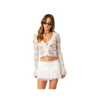 Josalie tie front lace top