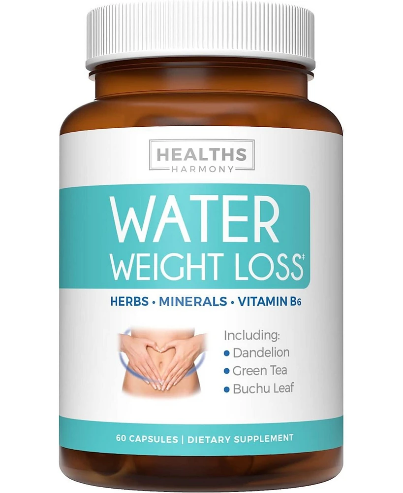 Healths Harmony Water Weight Loss Capsules, Diuretic Water Pills for Bloating Relief, Weight Loss for Men & Women, Dandelion & Green Tea Pills, Health