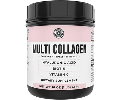 Lcp Collagen with Biotin, Hyaluronic Acid, Vitamin C, Hydrolyzed Multi Collagen Peptide Protein | Types I, Ii, Iii, V, X, Collagen for Hair, Skin, Nai