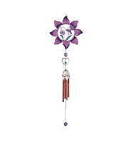 35" Long Pewter & Purple Butterfly Wind Chime with Copper Gem