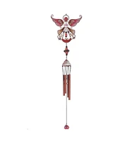 23" Long Red Angel Copper and Gem Wind Chime