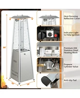 35'' Portable Tabletop Pyramid Patio Heater Stainless Steel Propane gas 9500 Btu