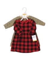 Hudson Baby Toddler Girls Hudson Cotton Dresses, Buffalo Plaid Leopard