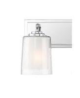 Possini Euro Design Mabelle Modern Wall Light Chrome Silver Hardwired 22.50" Wide 3-Light Fixture Mounted Clear Seedy Outer Frosted Glass Inner Bathro