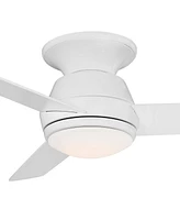 44" Marbella Breeze Modern Indoor Hugger Ceiling Fan with Dimmable Led Light Remote Control White Opal Glass for Living Kitchen House Bedroom Family D