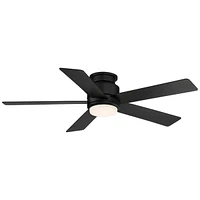 52" Grand Palm Modern Outdoor Hugger Ceiling Fan with Dimmable Led Light Remote Control Matte Black White Opal Glass Damp Rated for Patio Exterior Hou