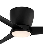 Casa Vieja 52" Auria Modern Outdoor 3 Blade Hugger Ceiling Fan with Dimmable Led Light Remote Control Matte Black Opal Glass Damp Rated for Patio Exte