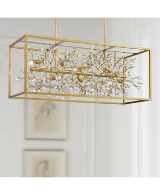 Possini Euro Design Carrine Gold Linear Island Pendant Chandelier 38.50" Wide Modern Clear Crystal Accents 8