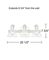 Possini Euro Design Sorren Industrial Modern Wall Light Polished Chrome Silver Hardwired 20.5" 3-Light Fixture Curving Clear Glass Shade for Bedroom B