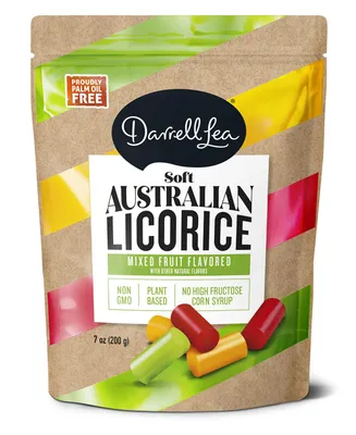 Darrell Lea Mixed Flavor Soft Australian Made Licorice 7oz Bag- Palm Oil Free, No Hfcs, (Case of 8)