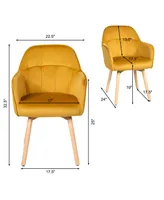 Set of 2 Mid-Back Accent Leisure Armchairs-Yellow