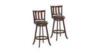 Slickblue 2 Pieces 360 Degree Swivel Wooden Counter Height Bar Stool Set with Cushioned Seat