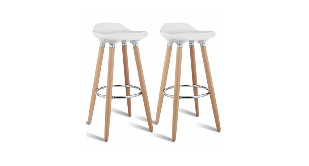 Slickblue Set of 2 Abs Bar Stools with Wooden Legs