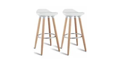 Slickblue Set of 2 Abs Bar Stools with Wooden Legs