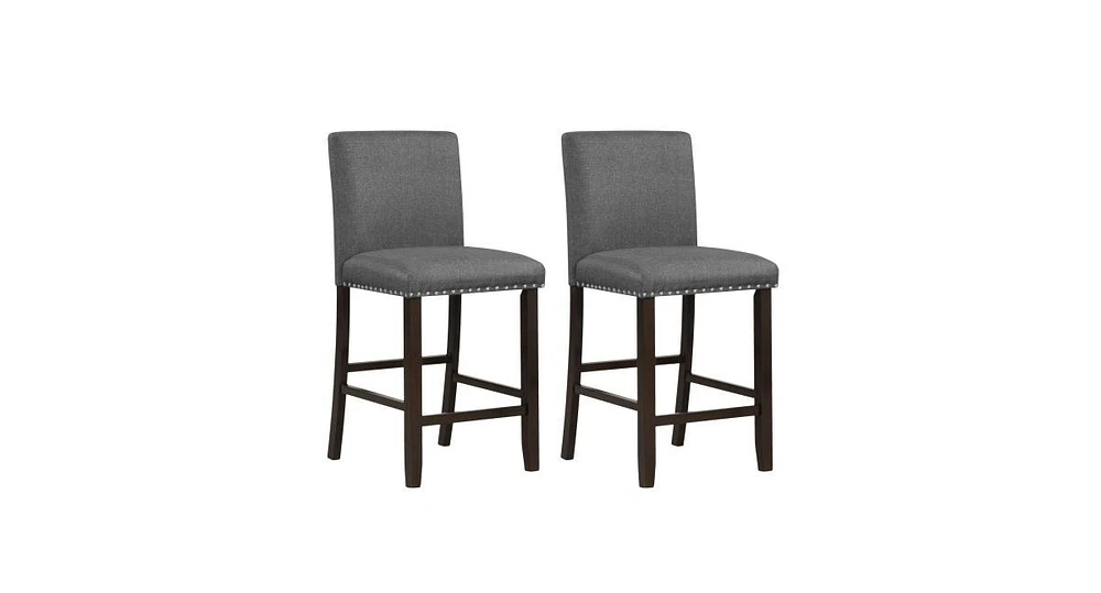 Set of 2 Bar Stools with Back for Kitchen Island