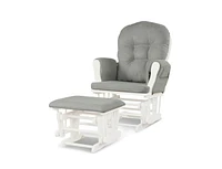 Wood Glider Chair and Ottoman Set with Padded Armrests and Detachable Cushion