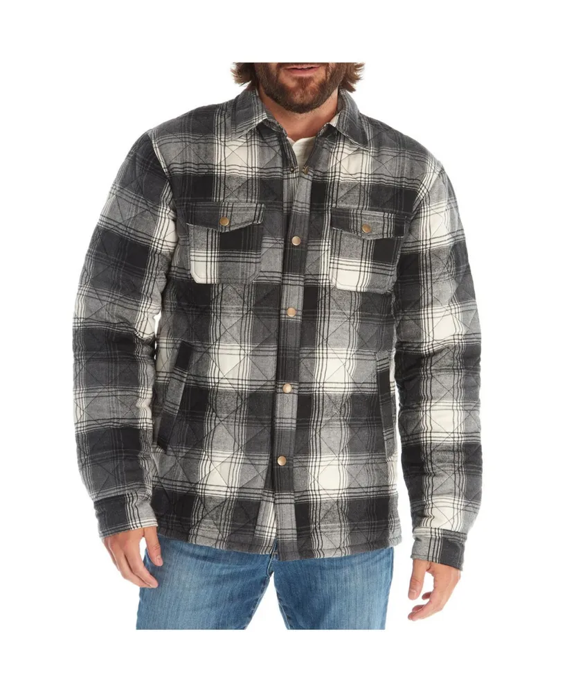 Px Clothing Men's Heavy Quilted Plaid Shirt Jacket