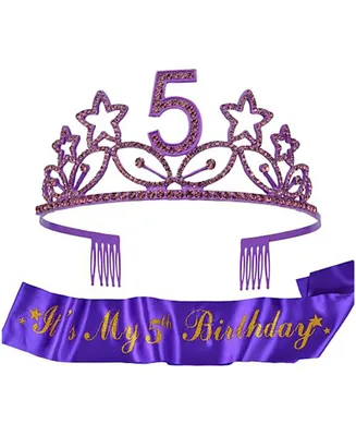 Meant2tobe 5th Birthday Sash and Tiara Set for Girls